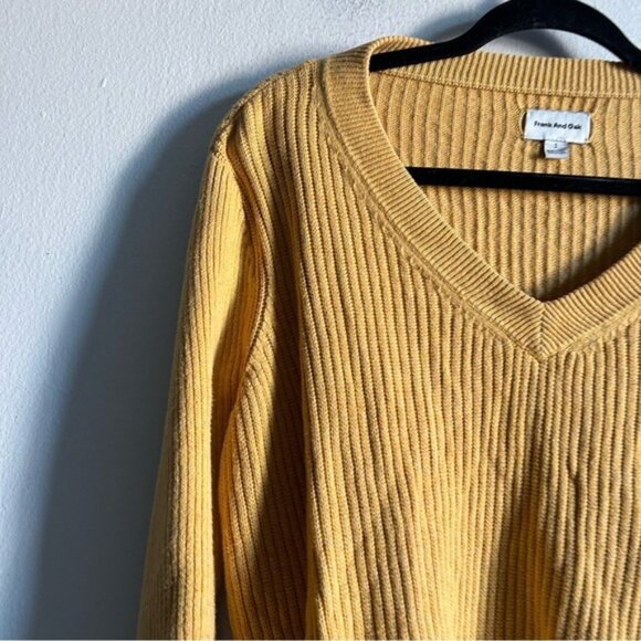 Frank & Oak Cotton Yellow Ribbed Relaxed Sweater - Picture 2 of 9